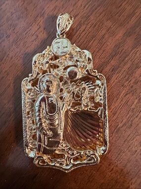 Gold Plated large Buddha pendant